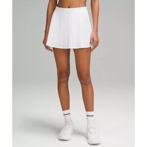 Varsity High-Rise Pleated Tennis Skirt - White